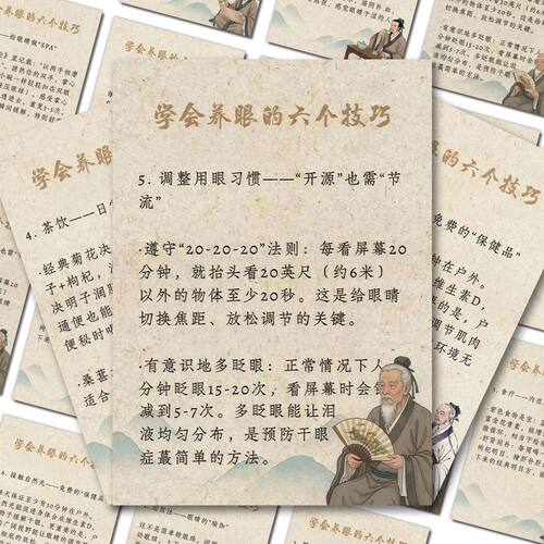 用眼小技巧中医护眼妙招调整生活习惯内调外养健康小知识科普贴纸