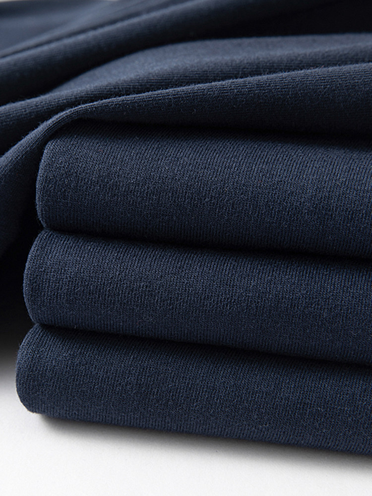 원활한 튜브 직조  남성과 여성을위한 네이비 블루 250G 헤비급 순수 코튼 반팔 티셔츠 여름 솔리드 컬러 루즈 심플 탑