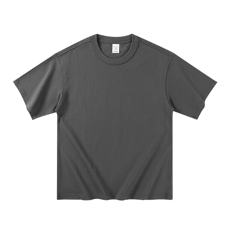 thumbnail for Solid color 400g heavy cotton short sleeve t-shirt summer men's American loose white t base shirt new men's and women's tops