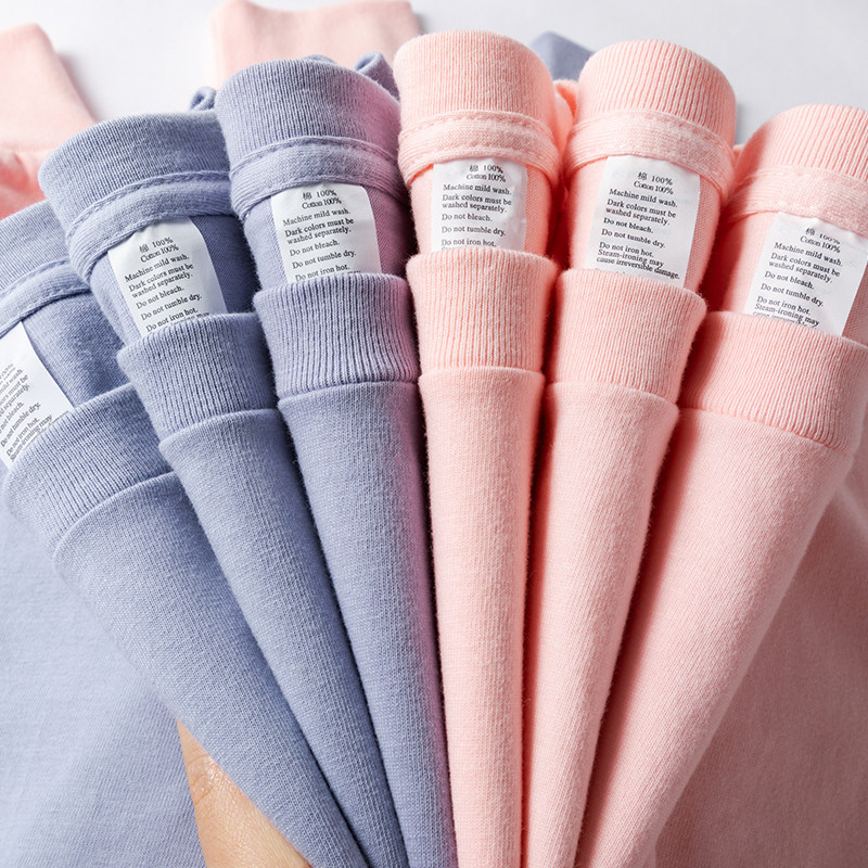 라일락 250G 헤비 라운드 넥 긴팔 티셔츠 핑크 루즈 솔리드 컬러 심플 바닥 셔츠 가을 겨울 남성과 여성을위한 새로운 스타일