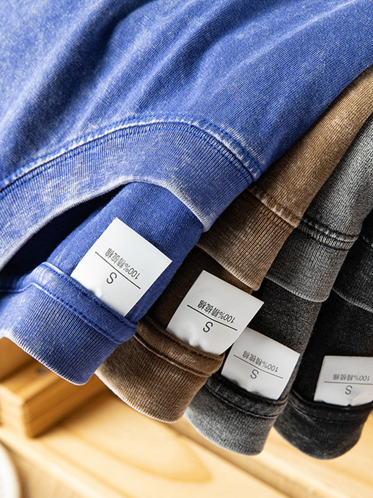 씻고 괴로워  남성과 여성을 위한 230G 헤비급 순면 반팔 티셔츠 다용도 여름 솔리드 컬러 심플 루즈 티셔츠