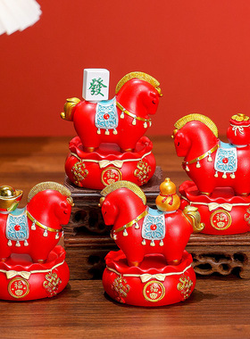 新年吉祥物元宝马家居客厅电视柜摆件创意生肖可旋转小马年会礼品