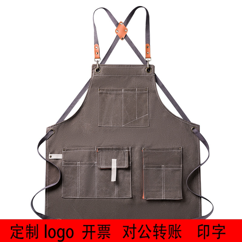 定制加logo加厚帆布全身围裙厨房画画工具围裙电木工皮匠多口袋工