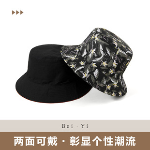 定制logo秋冬季潮流印花渔夫帽男款两面百搭盆帽女款户外遮阳防晒
