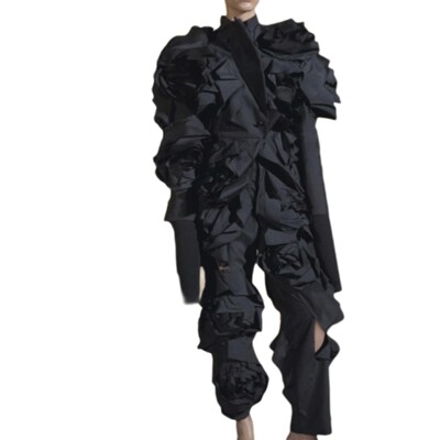 定制花朵西装套装重工暗黑欧美风