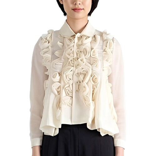 2026春夏超薄雪纺防晒重工西装小众设计师女装蔷薇花立体盘花手工