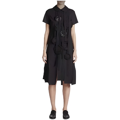 定制2024新款春夏暗黑系先锋设计师 小众蔷薇撕边短袖 时髦连衣裙