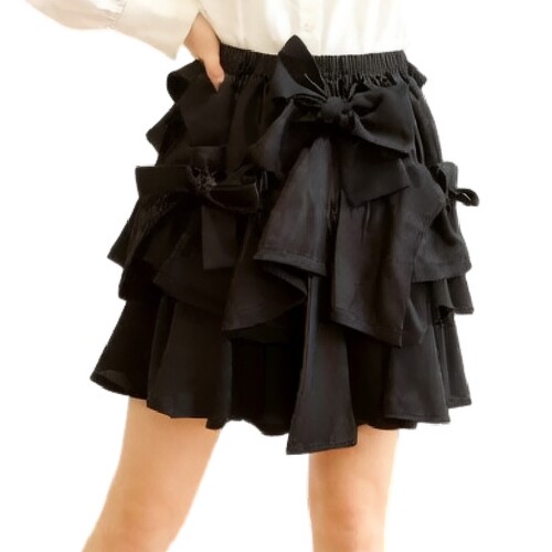 2026不规则时髦暗黑系先锋设计师小众品牌蝴蝶结欧美风短裙黑色