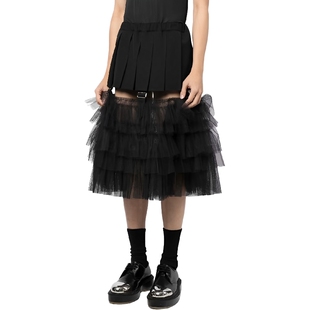 定制knock on wood2025新款春款小众设计感百搭百褶网纱半身裙女