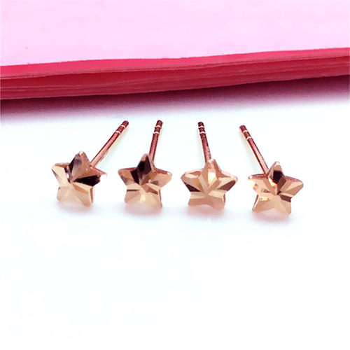 14K玫瑰金立体小星星耳钉