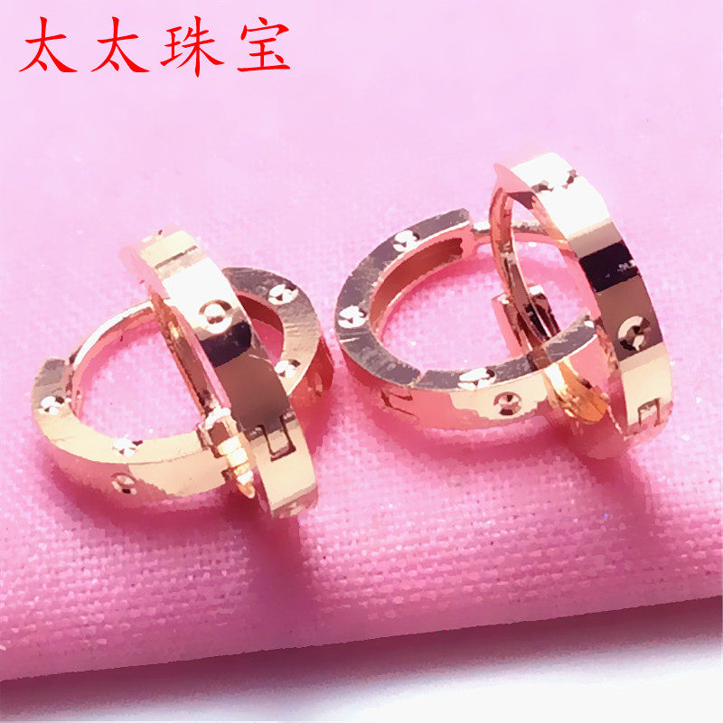 太太珠宝纯 585紫金不褪色14k玫瑰金彩金新款简约耳扣百搭款