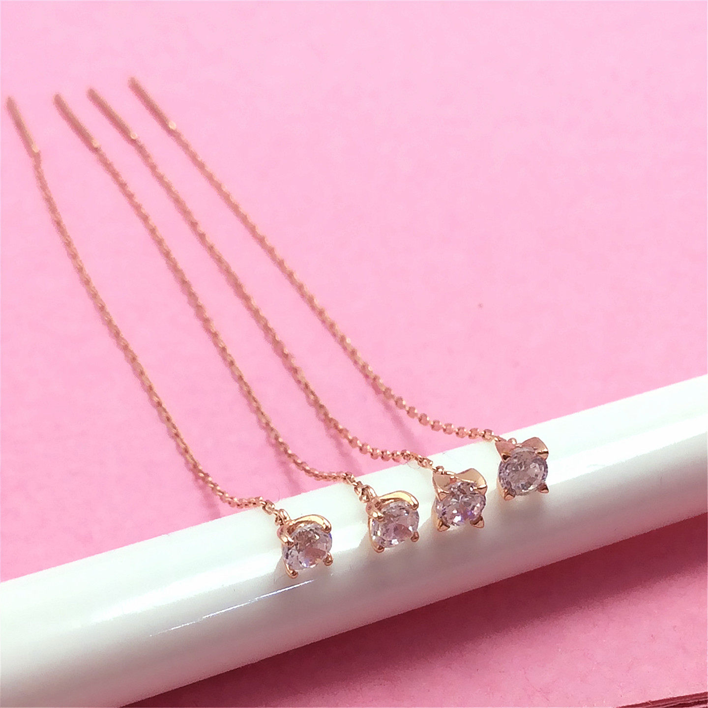 太太珠宝585紫金秀气锆石耳线时尚简约百搭14K玫瑰金气质耳饰,珠宝/钻石/翡翠,耳饰,淘宝优惠券,粉丝福利购,淘宝优惠卷