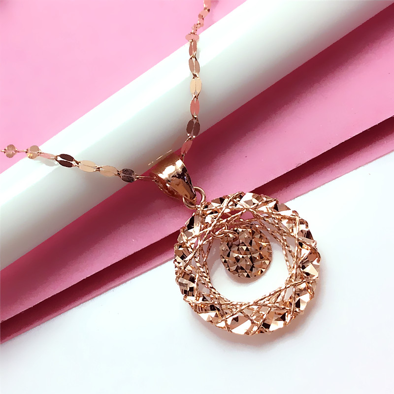 14K玫瑰金拉丝圆环灵动吊坠