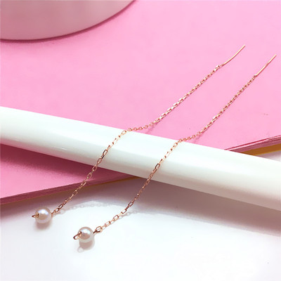 14K玫瑰金秀气珍珠耳线