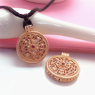 太太珠宝585紫金红宝石八宝罗盘时尚精致气质14K玫瑰金百搭项链