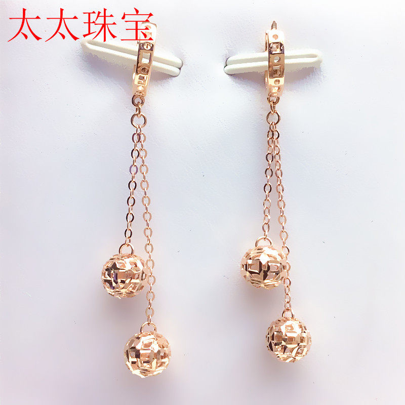 太太紫金 585紫金耳环 耳坠 14K玫瑰金彩金新品长型耳坠女款