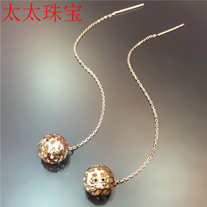 太太紫金纯俄罗斯585紫金耳线新款经典圆球版 14K玫瑰金彩金耳线