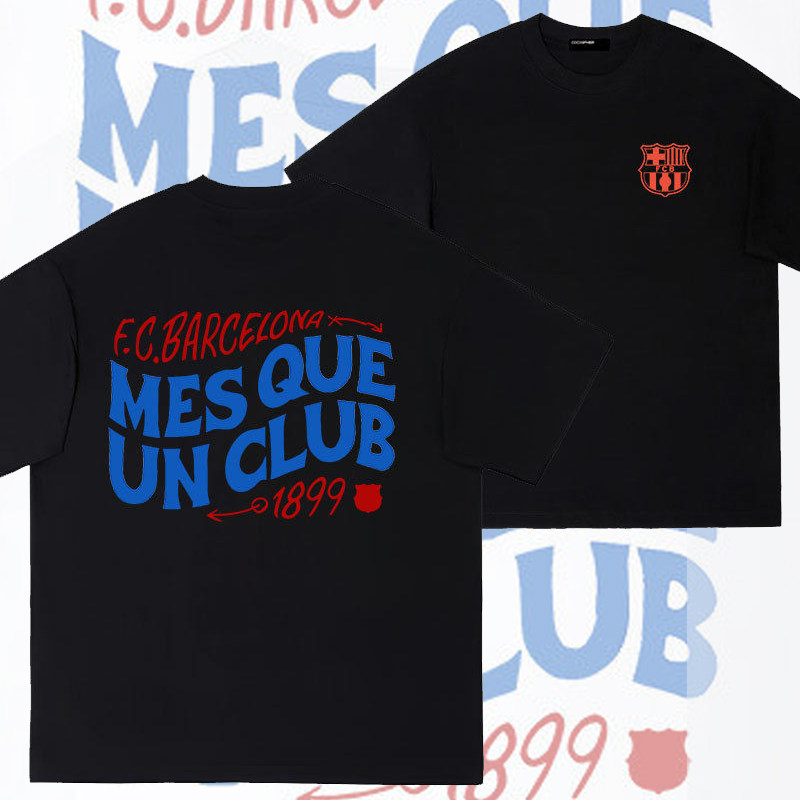 2026爆款巴塞罗那队足球运动纯棉短袖t恤宽松夏季男女装球迷上衣