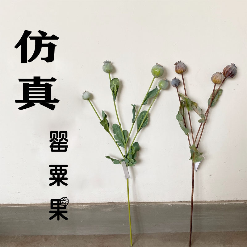 仿真手感罂粟果软装花材家居装饰把束虞美人假果子植物拍摄道具果