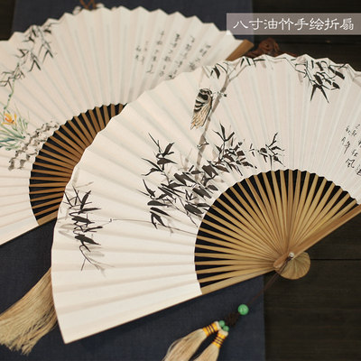 吉善扇子8寸30方油竹折扇