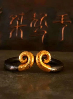 东方猴子大圣原创悟空至尊宝六字真言纯银镶金金箍手镯紧箍咒手环