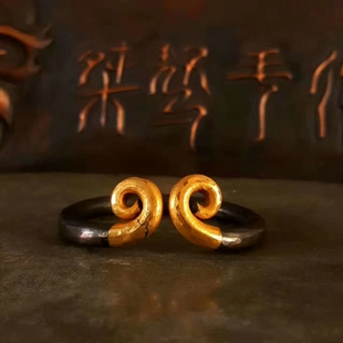 东方猴子大圣原创悟空至尊宝六字真言纯银镶金金箍手镯紧箍咒手环