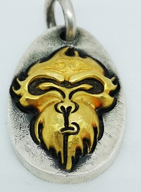 东方猴子齐天大圣悟空金猴纯银镶金大圣吊坠挂饰