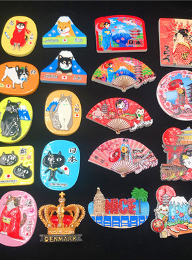 冰箱贴日本精致彩印财犬舞姬富士山忍者扇子refrigerator magnet