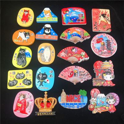 冰箱贴日本精致彩印财犬舞姬富士山忍者扇子refrigerator magnet