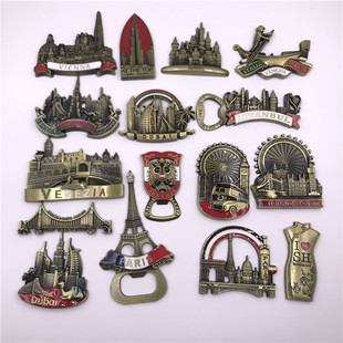 上海迪拜美国金门大桥奥地利冰箱贴开瓶器金refrigerator magnet