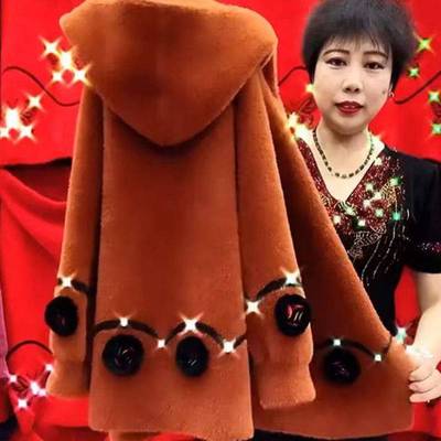 新款妈妈装春秋装40到50岁短款加厚洋气仿水貂绒中老年女装外套冬