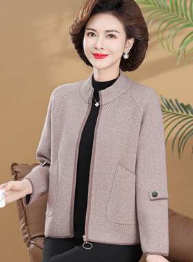 欢喜玛玛中年妈妈春装外套洋气时尚上衣中老年女春秋呢子大衣