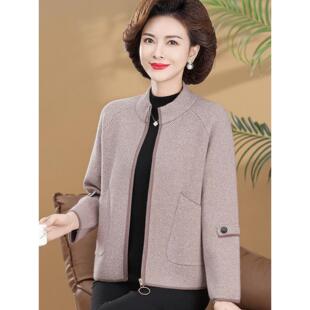 欢喜玛玛中年妈妈春装外套洋气时尚上衣中老年女春秋呢子大衣