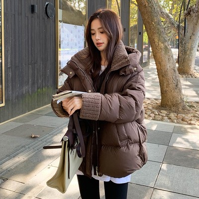 今年流行的羽绒棉服女冬季2025新款小个子加厚羊羔毛拼接棉衣棉袄