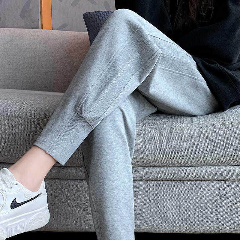 2026新款灰色运动裤女春秋显瘦休闲裤子薄款宽松束脚纯棉哈伦卫裤