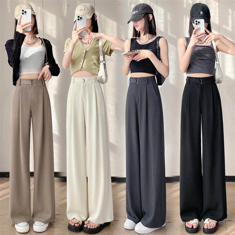 2026春夏季新款高腰休闲窄版休闲西装阔腿裤小个子拖地直筒裤子女