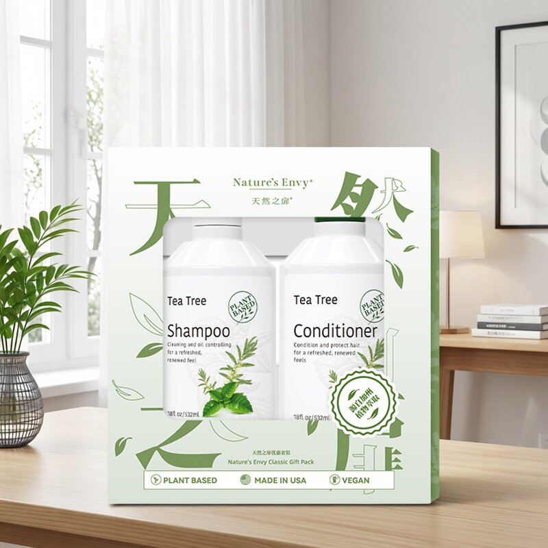 天然之扉茶树清爽洗发护发套盒532ml*2节日礼盒送礼自用福利礼盒