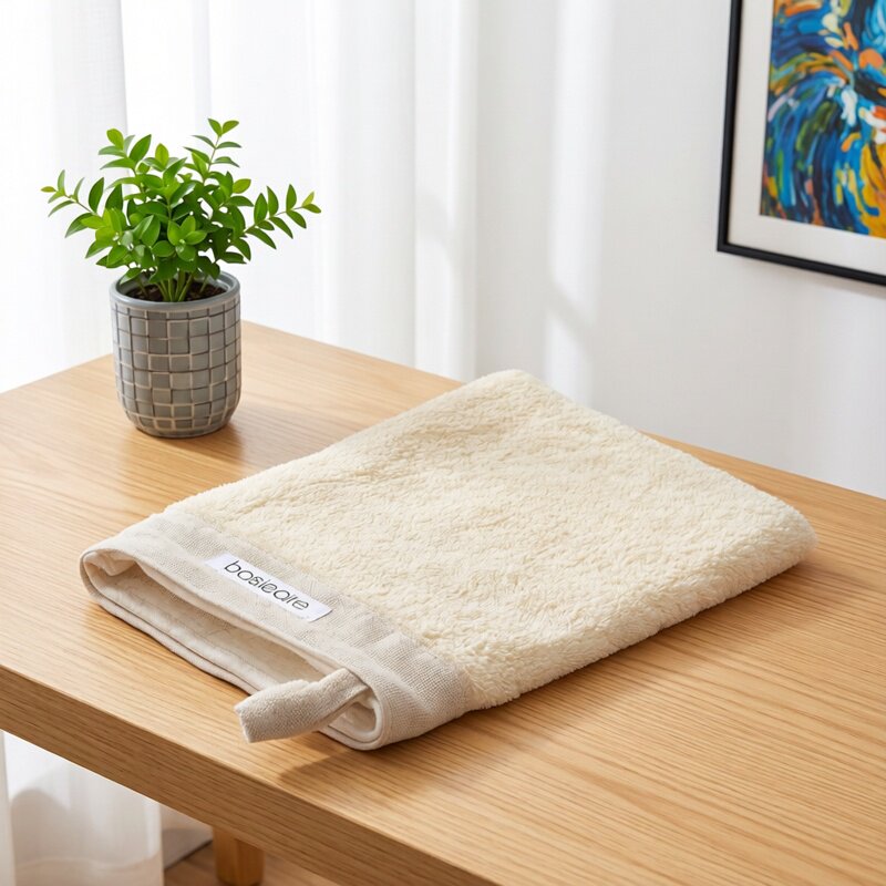 basicare贝西凯尔棉麻沐浴手套 麻棉洗脸套搓脸巾搓澡巾深层清洁