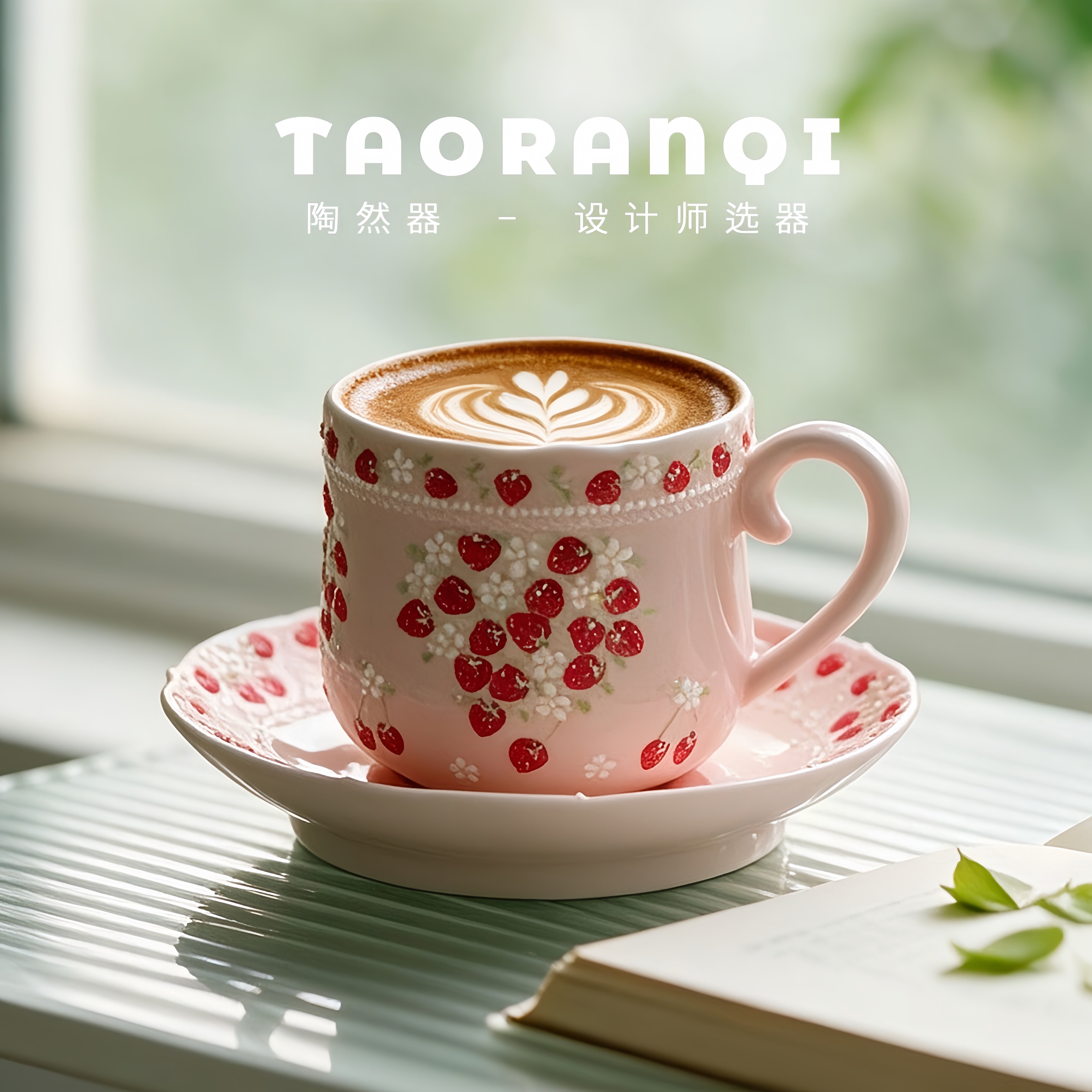 精致高颜值咖啡杯立体手绘草莓女生闺蜜生日礼物粉色马克杯水杯大