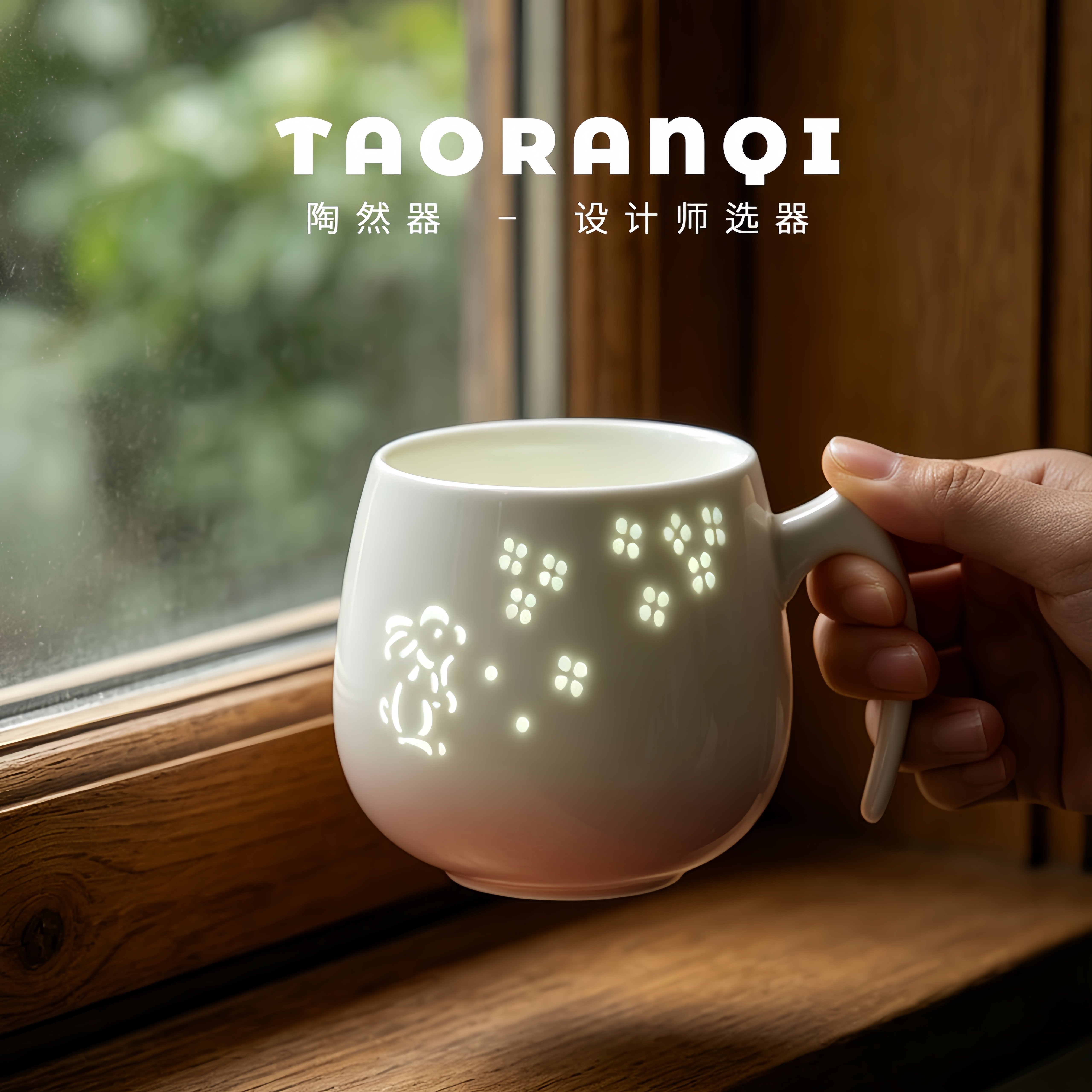 陶瓷玲珑杯生肖兔可爱咖啡杯女士咖啡杯