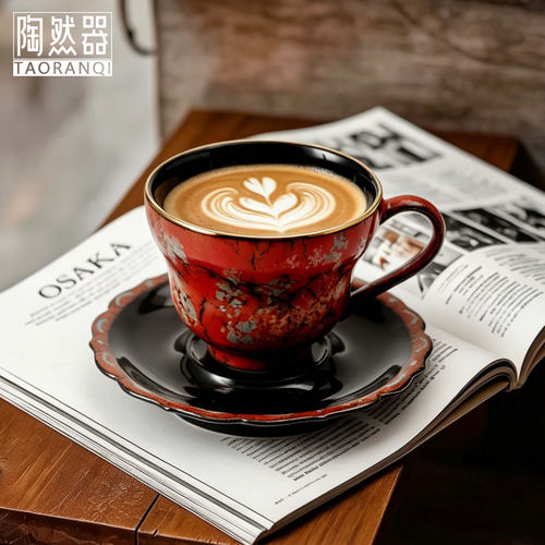 精致美式浓缩咖啡杯带碟意式拉花杯中式复古高级感手作马克杯水杯