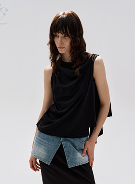 immune system 修身显瘦 活页合体基础黑色无袖短袖背心