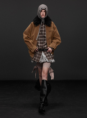 immune system 廓形麂皮感复古新款绒拼接外套夹克