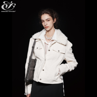 immune system免疫系统 白岛 可拆卸毛领夹棉灯芯绒外套