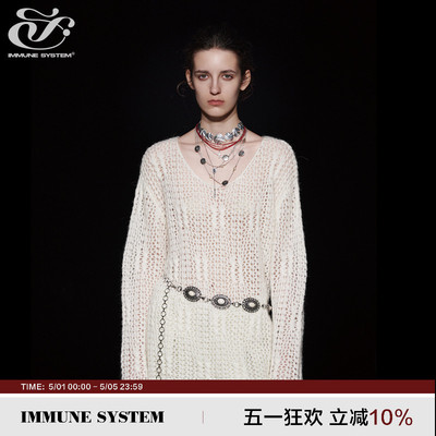 【李一桐同款】immune system羊毛针织衫宽松镂空扭花罩衫毛衣