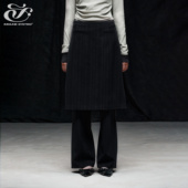 immune 裙长裤 system免疫系统 叠穿设计竖条纹假两件遮胯微喇裤