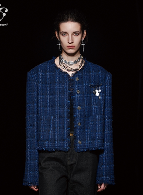 immune system免疫系统 神秘蓝中性垫肩休闲廓形大香风女外套夹克