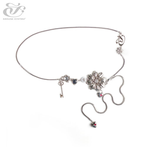 immune system 李兰迪同款多宝镶钻金属小众设计立体花朵腰链