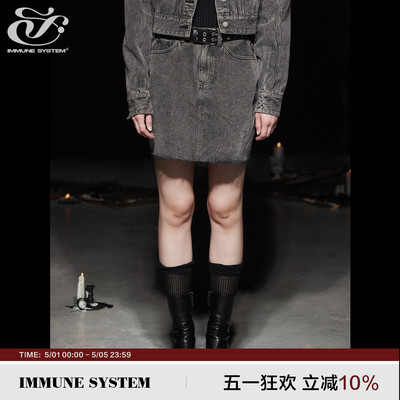 IMMUNESYSTEM水洗黑牛仔短裙