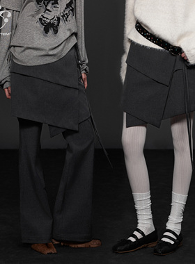 immune system 可拆卸裙裤格纹休闲裤长裤